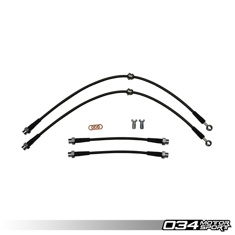Stainless Steel Braided Brake Line Kit, 8P Audi A3 & MkV/MkVI Volkswagen Golf/Rabbit/GTI/Jetta/GLI, DOT Certified | 034-303-0006